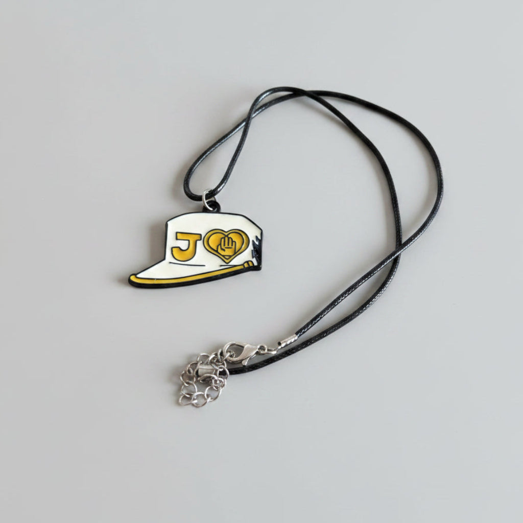 Jojo's Bizarre Adventure Enamel Necklace Jotaro White Hat